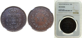 Portugal Kingdom 1874 20 Réis - Luiz I Copper (1575000) 25.53g NGC AU 58 BN KM 515 Gomes L1 06