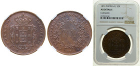 Portugal Kingdom 1874 20 Réis - Luiz I Copper (1575000) 25.53g NGC AU Damage on Holder Edge KM 515 Gomes L1 06