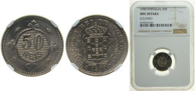 Portugal Kingdom 1900 50 Réis - Carlos I Copper-nickel (8000000) 2.5g NGC UNC Cleaned KM 545 Gomes C1 05,01