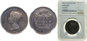 Portugal Kingdom 1842 500 Réis - Maria II Silver (.91666) (135000) 14.8g NGC XF Cleaned KM 471 Gomes M2 39