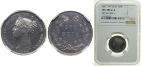 Portugal Kingdom 1843 200 Réis - Maria II Silver (.91666) (1181) 5.92g NGC UNC Cleaned KM 474 Gomes M2 38