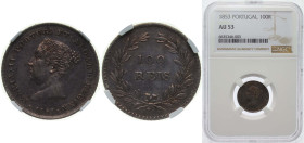 Portugal Kingdom 1853 100 Réis - Maria II Silver (.917) Lisbon Mint (66493) 2.96g NGC AU 53 KM 488 Gomes M2 37,01