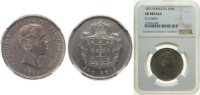 Portugal Kingdom 1855 500 Reis - Pedro V Silver (.9167) (1210000) 12.5g NGC AU Cleaned KM 494 Gomes P5 07