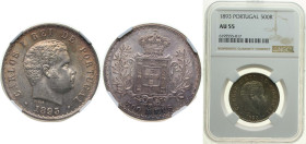 Portugal Kingdom 1893 500 Réis - Carlos I Silver (.917) (2494000) 12.5g NGC AU 55 KM 535 Gomes C1 11