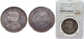 Portugal Kingdom 1898 1000 Réis - Carlos I (Discovery of India) Silver (.9167) Lisbon Mint (300000) 25g NGC MS 63 KM 539 Gomes C1 14