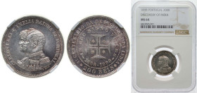 Portugal Kingdom 1898 200 Réis - Carlos I (Discovery of India) Silver (.9166) Lisbon Mint (250000) 5g NGC MS 64 KM 537 Gomes C1 10