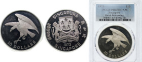 Singapore Republic 1973 10 Dollars (Set Issue) Silver (.900) (Copper .100) Singapore Mint (5000) 31.1g PCGS PR 67 KM 9