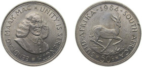 South Africa Republic 1964 50 Cents (1st decimal series) Silver (.500) Pretoria Mint (127000) 28.26g UNC KM 62 Hern R26-29