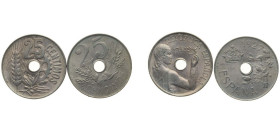 Spain 1927-1934 25 Centimos (2 Lots) Copper-nickel UNC