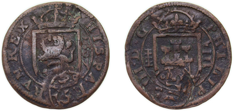 Spain Kingdom 1641-1642 12 Maravedis - Felipe IV (countermark) Billon Segovia Mi...