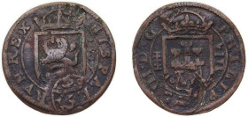 Spain Kingdom 1641-1642 12 Maravedis - Felipe IV (countermark) Billon Segovia Mint 5.28g VF