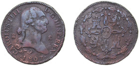 Spain Kingdom 1807 8 Maravedis - Carlos IV Copper Segovia Mint 11.71g XF KM 428