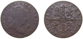 Spain Kingdom 1838 8 Maravedis - Isabel II Copper Segovia Mint 10g VF KM 531