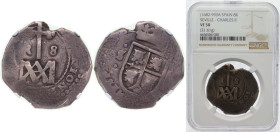 Spain Kingdom 1686 - 1699 S M 8 Reales "Maria" - Carlos II Silver (.931) Seville Mint 21.61g NGC VF 30 KM 41
