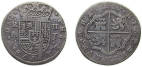Spain Kingdom 1717 J 2 Reales - Felipe V Silver (.833) Segovia Mint 4.8g VF KM 297