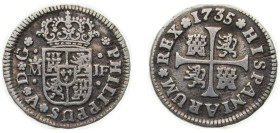 Spain Kingdom 1735 M JF ½ Real - Felipe V (2nd type) Silver (.833) Madrid Mint (1149302) 1.26g VF KM 350.1