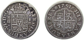 Spain Kingdom 1751 M JB 1 Real - Fernando VI Silver (.833) Madrid Mint 2.93g VF KM 369.1