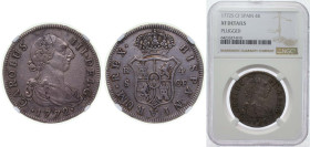 Spain Kingdom 1772 S CF 4 Reales - Carlos III (First Year) Silver (.903) Seville Mint 13g NGC XF Plugged KM 413.2