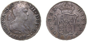 Spain Kingdom 1808 S CN 8 Reales - Fernando VII (1st portrait) Silver (.903) Seville Mint 26.65g VF KM 451