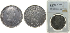 Spain Kingdom 1815 M GJ 8 Reales - Fernando VII (2nd portrait) Silver (.903) Madrid Mint 27g NGC AU Cleaned KM 466