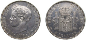 Spain Kingdom 1899 *18-99 SGV 5 Pesetas - Alfonso XIII (3rd portrait) Silver (.900) Madrid Mint (13930000) 25g AU KM 707