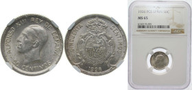 Spain Kingdom 1926 PCS 50 Centimos - Alfonso XIII (6th portrait) Silver (.835) Madrid Mint (4000000) 2.5g NGC MS 65 KM 741
