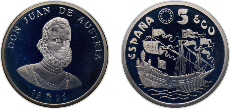 Spain Kingdom 1995 M 5 ECU - Juan Carlos I (Don Juan de Austria) Silver (.925) M...