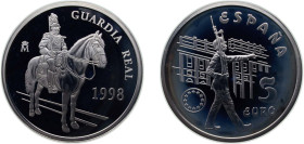 Spain Kingdom 1998 M 5 Euro - Juan Carlos I (Guardia Real) Silver (.925) Madrid Mint (50000) 33.7g UNC