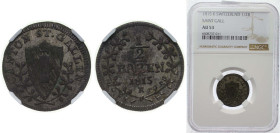 Switzerland Canton of St. Gallen Swiss cantons 1815 K ½ Batzen Billon (181000) 1.9g NGC AU 53 KM 103 HMZ 1 2-917