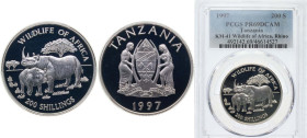 Tanzania Republic 1997 200 Shillings (Wildlife of Africa) Silver (.500) (5000) 20g PCGS PR69 Top Pop KM 41 Schön 65