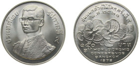 Thailand Kingdom BE 2521 (1978) 150 Baht - Rama IX (World Orchid Conference) Silver (.925) (30000) 22.16g BU Y 123