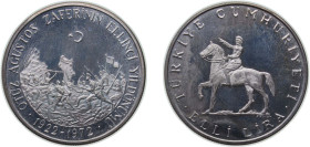 Turkey Republic 1972 50 Lira (August Victory) Silver (.900) 19.75g UNC KM 901