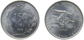 Turkey Republic 1978 150 Lira (FAO) Silver (.900) (10000) 9g BU KM 918.1