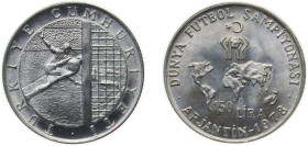 Turkey Republic 1978 150 Lira (World Cup Argentina '78) Silver (.830) Istanbul Mint (6000) 8.93g BU KM 917