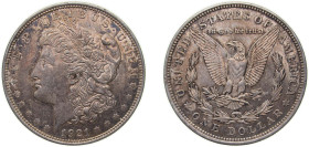 United States Federal republic 1921 1 Dollar "Morgan Dollar" Silver (.900) (.100 copper) Philadelphia Mint (44690000) 26.73g AU KM 110