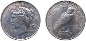 United States Federal republic 1922 1 Dollar "Peace Dollar" Silver (.900) Philadelphia Mint (51737000) 26.73g XF KM 150
