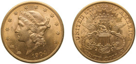 United States Federal republic 1904 20 Dollars (Liberty Head - Double Eagle, With motto) Gold (.900) (.100 copper) Philadelphia Mint (6256699) 33.44g ...