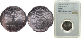 Vatican City City State 1939 5 Lire - Sede Vacante Silver (.835) (40000) 5g NGC MS 67 KM 20