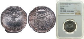 Vatican City City State 1939 10 Lire - Sede Vacante Silver (.835) (30000) 10g NGC MS 65 KM 21