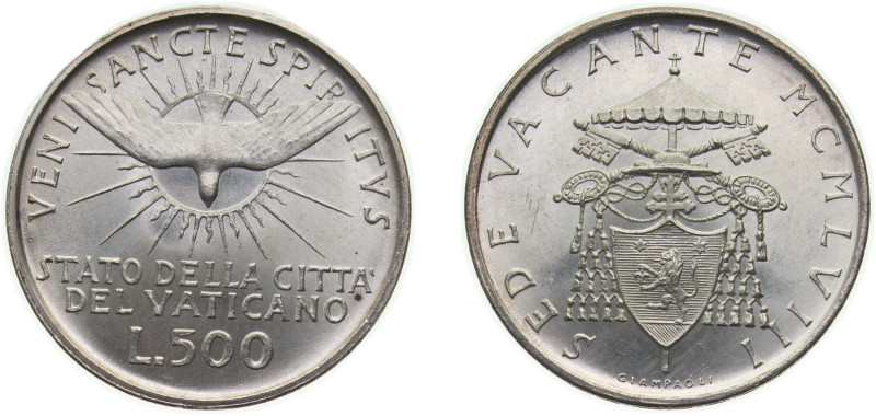 Vatican City City State 1958 500 Lire - Sede Vacante Silver (.835) Rome Mint (10...