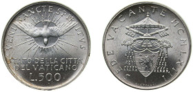 Vatican City City State 1963 500 Lire (Sede Vacante) Silver (.835) Rome Mint (200000) 11g BU KM 75
