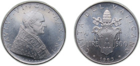 Vatican City City State 1963 500 Lire - Paul VI Silver (.835) Rome Mint (70000) 11g BU KM 83