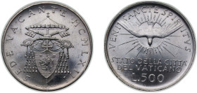 Vatican City City State 1963 500 Lire (Sede Vacante) Silver (.835) Rome Mint (200000) 11g BU KM 75