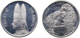 Vatican City City State 1966 500 Lire - Paul VI Silver (.835) Rome Mint (100000) 11g BU KM 91