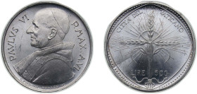 Vatican City City State 1968 500 Lire - Paul VI (FAO) Silver (.835) (Copper .165) Rome Mint (110000) 11g BU KM 107
