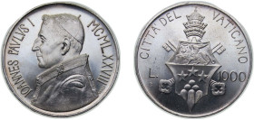 Vatican City City State 1978 1000 Lire - John Paul I Silver (.835) Rome Mint (198500) 14.6g BU KM 142