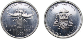Vatican City City State 1978 ZI 500 Lire - Sede Vacante (September) Silver (.835) Rome Mint (194500) 11g BU KM 141