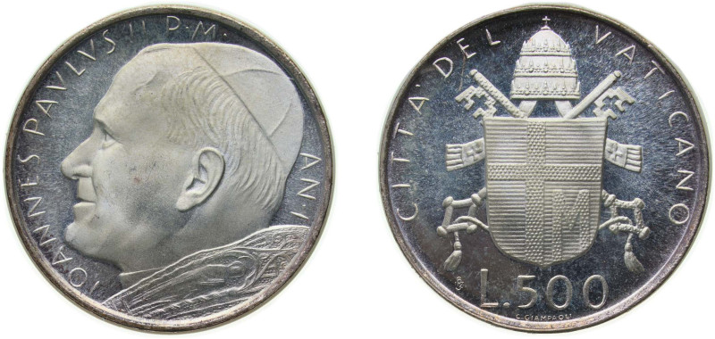 Vatican City City State 1979//I IPZS 500 Lire - John Paul II Silver (.835) Rome ...