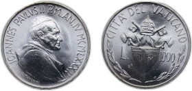 Vatican City City State 1982 1000 Lire - John Paul II (Familiaris Consortio) Silver (.835) Rome Mint (113000) 14.6g BU KM 167