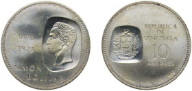 Venezuela Fourth Republic 1973 10 Bolívares (Bolivar coins) Silver (.900) Ottawa Mint (2000000) 30g BU Y 45 NCV mv10bs-ba